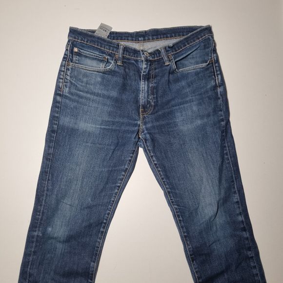 Levi Jeans Mens W36 L34 Blue Straight Leg Zip Fly Mid Rise Cotton Designer - Picture 3 of 7